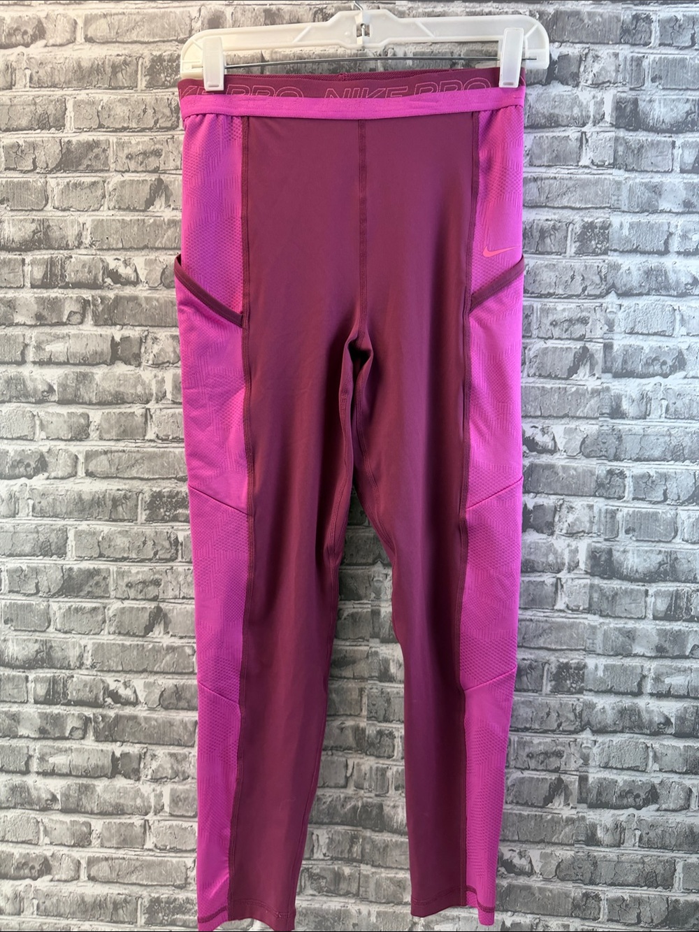 Nike Pro Two-Tone Pink and Plum Performance Leggings